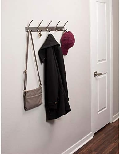 BIRDROCK HOME Premium 5-Hook Stainless Steel Coat and Hat Rack for Wall - Set of 2 - Front Door Organizer - Mounted Hanger for Jackets, Clothes, Hats, Towel - Silver Dual Hooks - Brushed Nickel Finish - Image 4