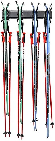 RaxGo Ski Wall Rack, Holds 4 Pairs of Skis & Skiing Poles or Snowboard for Home and Garage Storage, Wall Mounted, Heavy Duty and Adjustable Rubber-Coated Hooks - Image 2