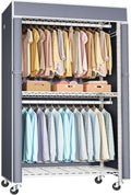 FUTASSI White Clothing Rack with Grey Cover, P1C Rolling Closets by FUTASSI