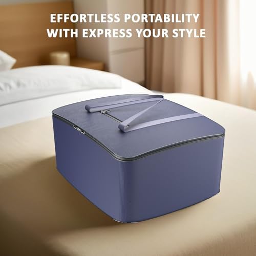 Kuber Industries Pack of 10 Storage Bag | Clothes Storage Bag | Rexine Underbed Storage Bag | Wardrobe Organizer for Blanket-Comforters | Foldable Attachi Bag with Handle | Large | Navy Blue - Image 7
