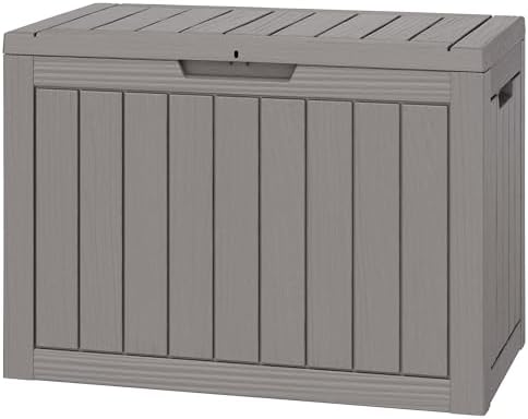 NUNU LAB 45 Gal Deck Box, Outdoor Storage Box Waterproof Lockable,Grey by NUNULAB