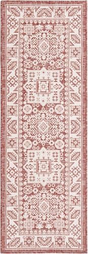 Rugs.com - Outdoor Aztec Rug – 6 Ft Runner Rust Red Indoor/Outdoor Rug – Durable for Patios, Decks, and High-Traffic Hallways - Image 2
