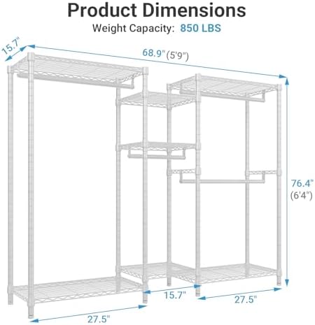 VIPEK Classic V6 Wire Garment Rack, Dynamic Closet System Adjustable - Image 4