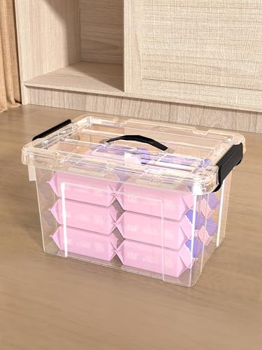 Cetomo 25Qt*4 Lidded Storage Bins, Stackable Plastic Bin with Handle, Storage Container with Secure Latching Buckles, Transparent, 25 Quart, Set of 4 - Image 3