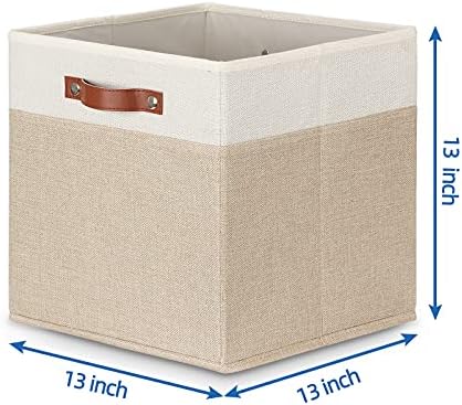 Temary Cube Storage Bins 13 Inch Fabric Storage Cubes Storage Baskets for Shelves Closet Baskets for Cube Storage with Leather Handles, Cloth Organizer Bins for Home - Image 2