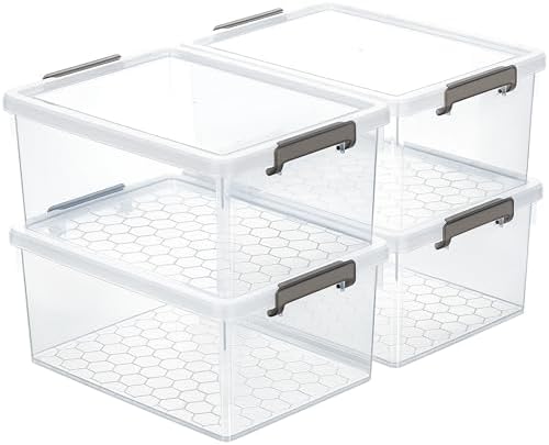 Citylife 33 Qt Ultra-Thick Plastic Clear Storage Bins with Lids, 4-Pack by CITYLIFEHomeOrganization