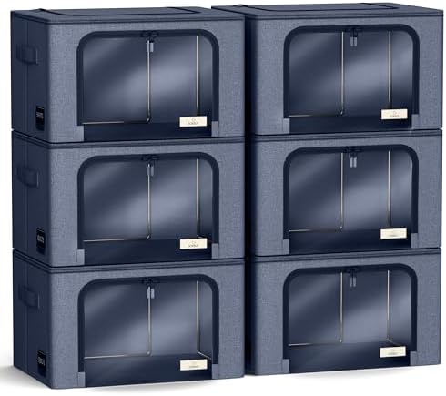 Sorbus Clothing Storage Bins with Clear Window, Metal Frame (6 Pack, Blue) - Image 7