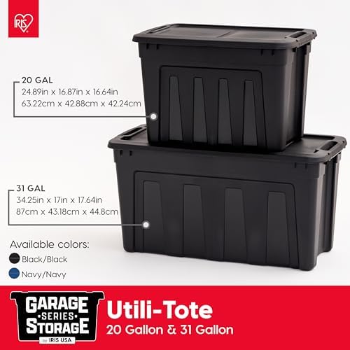 IRIS USA 4-Pack 20 Gal Heavy Duty Storage Totes with Lids, Black - Image 4