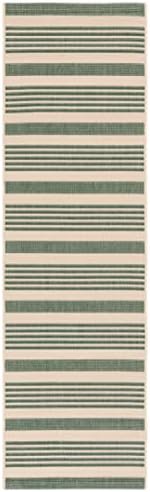 SAFAVIEH Washable Rug Outdoor Courtyard Collection - 2'3" x 20' Runner, Beige & Dark Green, Non-Shedding & Easy Cleaning, Ideal for Patio, Entryway, Mudroom, Hallway, Kitchen (CY6062-322) - Image 2
