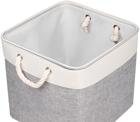 Univivi Foldable Storage Basket Fabric 13 inch Cube Storage Bins with Hard Bottom &Sturdy Handles Storage Cube for Shelf Closet Home (Grey , 4-Pack) - Image 4