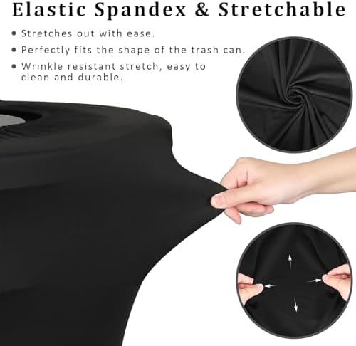 BSTKEY 55 Gallon Stretch Spandex Trash Can Cover, 4 Pack Outdoor Fitted Waste Container Cover Round Garbage Can Covers for Wedding Party Commercial Fundraiser Decor, Without Trash Can (Black) - Image 4