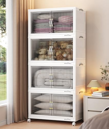 BROVIEW 320Qt Stackable Storage Bins with Lid for Home Dorm, 4Pack White by BROVIEW-EnjoytheArtofLife