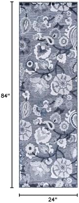 Luul Home Floral Indoor Outdoor Runner Rugs 2x7 Entryway Rug, Kitchen, Hallway Rug Washable Stain Resistant Outside Carpet Navy 2 x 7 - Image 2