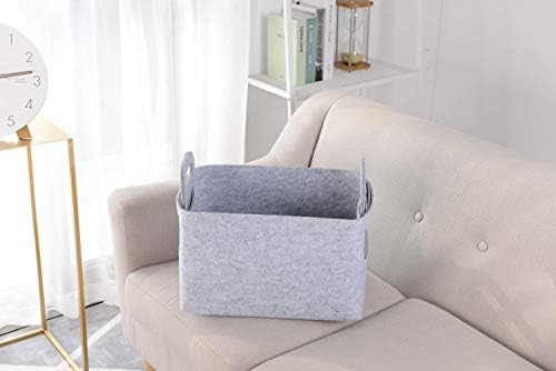 Storage Basket Felt Storage Bin Collapsible& Convenient Box Organizer with Carry Handles for Office Bedroom Closet Babies Nursery Toys Laundry (Light grey, 17.9inch（L）×12.2inch（W）×11.6inch（H）) - Image 3