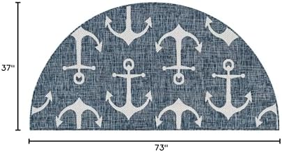 Unique Loom Outdoor Coastal Collection Area Rug - Ahoy (3' 1" x 6' 1" Hearth Blue/Ivory) - Image 2