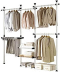 Prince Hanger Deluxe Pants & Shelf Hanger Heavy Duty One Touch Load 880LBS Clothing Racks for Hanging Clothes Metal Wardrobe Closet Garment Tension Rod Freestanding Ivory Height Adjustable PHUS-0052 by PRINCE+HANGER