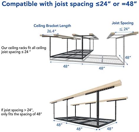 FLEXIMOUNTS 4x8 Overhead Garage Ceiling Storage Rack, 2 Pack, Black - Image 6