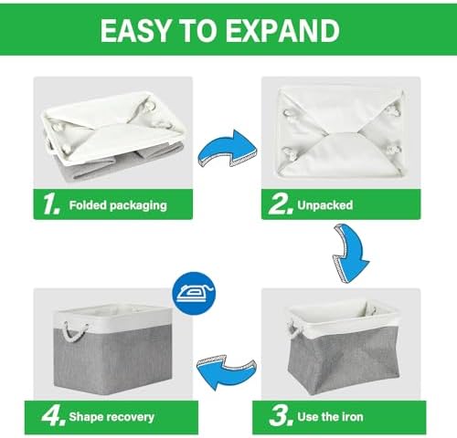 Bidtakay Extra Large Storage Baskets for Organizing 17x12x15.1 inch 3-Pack Fabric Closet Organizers Storage Bins with Handles Foldable Storage Baskets for Shelves Clothes XL-White&Grey - Image 6