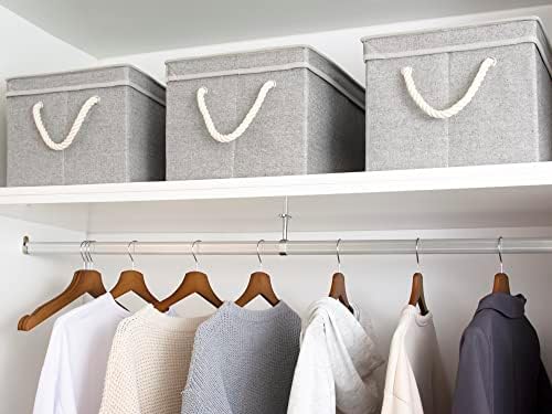 StorageWorks Storage Bins with Lids, Fabric Boxes for Closet, Gray - Image 5