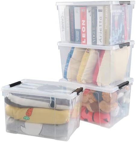 Obstnny 50 Quart Latching Container Bin, 4 Pack Plastic Wheeled Storage Box - Image 6