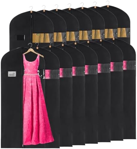KEEGH 60 inch Dress Bags for Gowns Long (Set of 15) Black by KEEGH