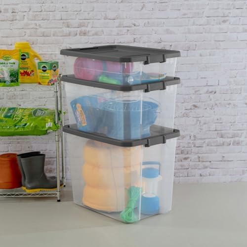 Sterilite 8-Pack Modular Stacker Box, Durable Clear Plastic Storage Bins with Latching Lids, 108 Quart - Stackable Organizing Container Boxes for Closet, Bathroom, and Office - Image 6