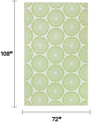 Fab Habitat Outdoor Rug - Waterproof, Fade Resistant, Crease-Free - Premium Recycled Plastic - Floral Medallion - Large Patio, Deck, Sunroom, Camping, RV - Rio - Green - 6 x 9 ft - Image 2