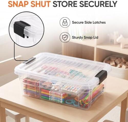 Superio 7.4 Quart Clear Plastic Storage Bin with Lid, Stackable Organizer Box, BPA-Free Storage Container for Home, Garage, School & Office, 8 Pack - Image 6