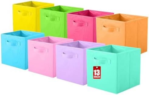 ShellKingdom Storage Bins, Foldable Fabric Storage Cubes, 8 Pack, 8 Colors by ShellKingdom