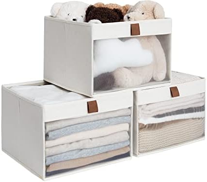 StorageWorks Closet Storage Bins with Clear Window 3 pack, Storage Baskets for Organizing, Foldable Storage Baskets for Shelves 3 pack - Image 2