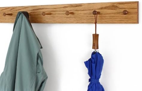 Solid Oak Xtra-Wide Shaker Peg Rack -Made in The USA - Golden Oak Stain 35 x 4.5 Inches with 6 Pegs - Image 2
