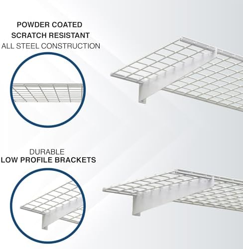 Hyloft 00967 2-Pack Heavy Duty Steel Garage Shelving, 45”x 15” Wall Mounted Shelve,Max Shelf Load 200 Pounds, White Powder Coated - Image 4