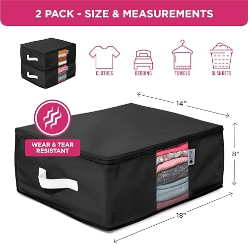 Cedar Clothes Storage Bag Organizer, Protects From Moths, Set of 2, Black - Image 3