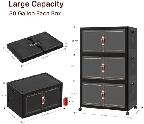 UAMFURI Stackable Storage Bins with Lids, 360QT Lockable Storage Cabinet - Image 5