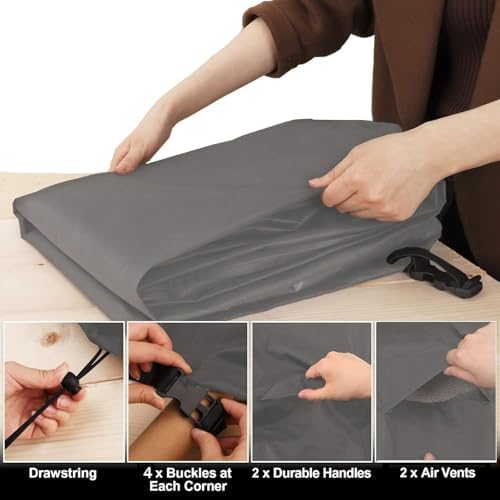 Picnic Table Cover Waterproof 70/72 Inch 600D Oxford Outdoor Table Cover with Bench Covers for Winter DustProof Heavy Duty (Grey, 6FT-70/72inch) - Image 3