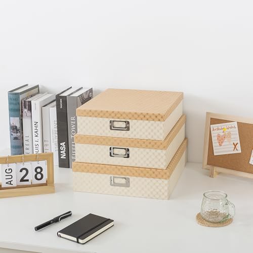 Soul & Lane - Geometric Check Scrapbook Storage Boxes with Lids, Set of 3 - Image 2