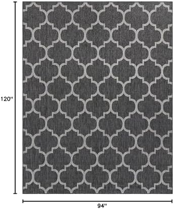 Unique Loom Outdoor Trellis Collection Area Rug (7' 10" x 10' Rectangle Black/Ivory) - Image 2