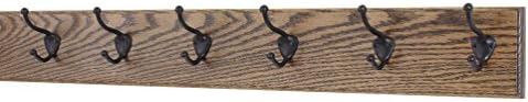 PegandRail Oak Wall Mounted Coat Rack with Bronze Hooks 4.5" Ultra Wide (Walnut, 30.5" x 4.5" with 6 Hooks) by PEG+AND+RAIL