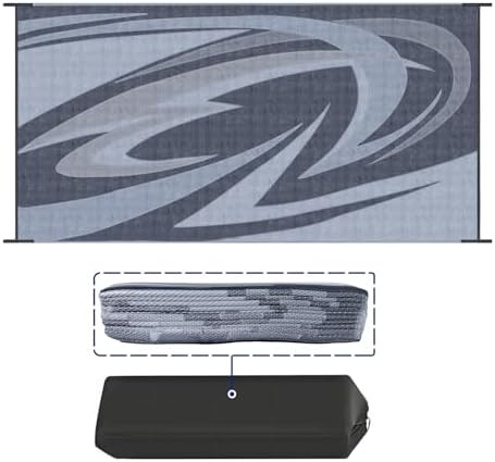 EEZ RV Products 9'x12' GW Heavy Duty Reversible/Durable Outdoor Patio/RV Mats Picnic in the Park (9ftx12ft Grey) Come with Large Storage Bag & 6 Sets of Stakes and Washer by EEZRVProducts