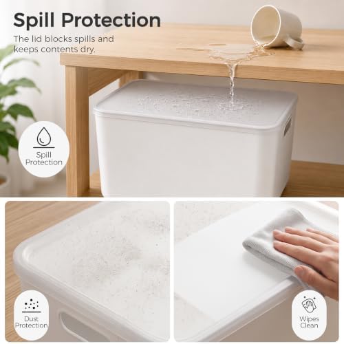 Citylife 24QT Plastic Storage Bins with Lids White Box with Handles, 4-Pack - Image 6