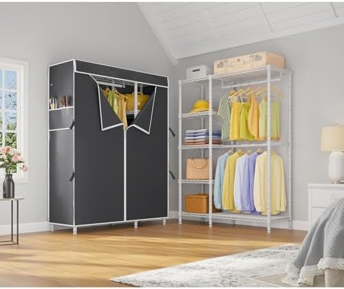 VIPEK V7C Garment Racks with Cover Portable Closets for Hanging Clothes, Heavy Duty Clothes Rack with Shelves Metal Closet Wardrobe, Max 670lbs, White Rack with Black Upgraded Polyester Cover - Image 3