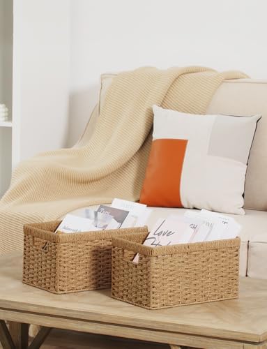 StorageWorks Wicker Storage Baskets for Shelves, Paper Rope Basket, 2-Pack - Image 5