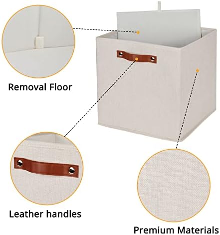 DULLEMELO Storage Baskets for Shelves Closet Storage,Sturdy Home Organization Bins for Gifts Empty,Foldable Fabric Storage Cubes Baskets for Nursery Toys Towels Clothes Storage(Beige-4 Pack) - Image 4