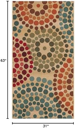 Unique Loom Outdoor Modern Collection Area Rug - Spark (2' 7" x 5' 3" Runner, Beige/ Burgundy) - Image 2