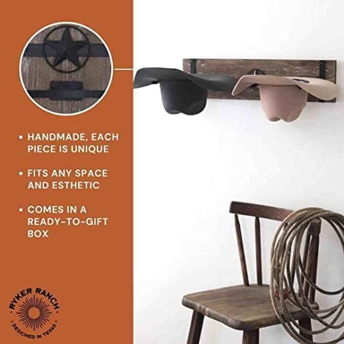 Ryker Ranch Cowboy hat Rack for Wall | Western hat Rack | Rustic Wood and Metal Cowboy hat Hanger - Image 7
