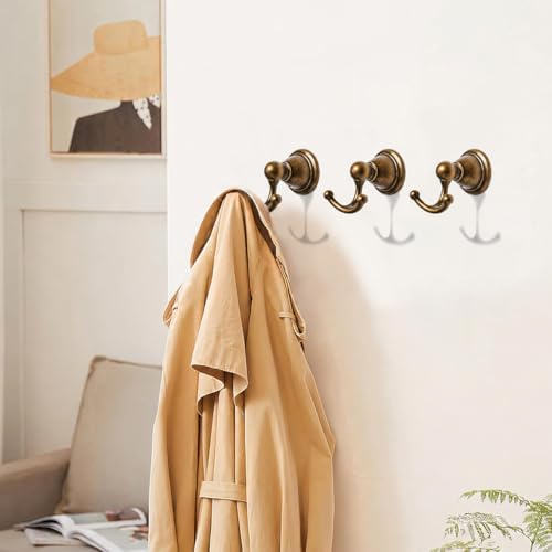 khtumeware 4 Pack 2-1/2 inch Antique Brass Vintage Towel Hooks - Image 3