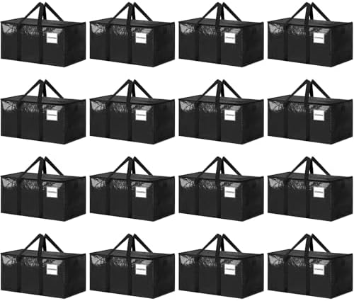 16 Pack Extra Large Clothes Storage Bins with Lids, Moving Bags, Black by ukeetap