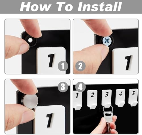 Beeveer Acrylic Key Holder Board with 75 Hooks, Wall Mount Organizer, Black - Image 3