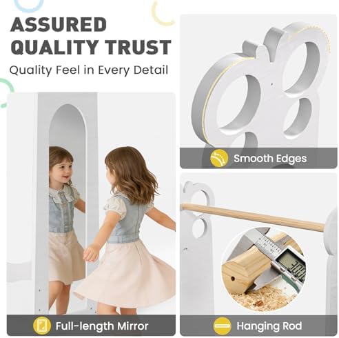 BlueWood Dress Up Storage Kids Wardrobe with Mirror, Toddler Costume Closet - Image 4