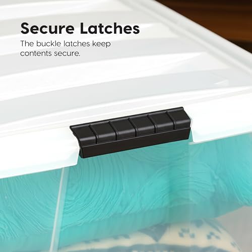 IRIS USA 94 Qt Storage Bins with Lids, 4 Pack, BPA-Free, Clear/White - Image 4